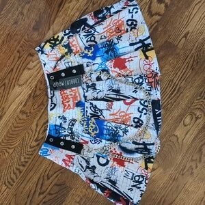Current mood mini punk graffiti skirt